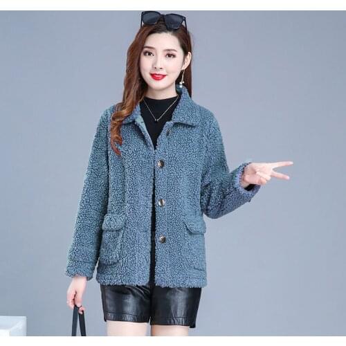 Moms Autumn/Winter Coat Plus Size 5XL Short Lamb Fur Coat Middle Aged Female Korean Thickened Granular Fleece Jacket Mother Top