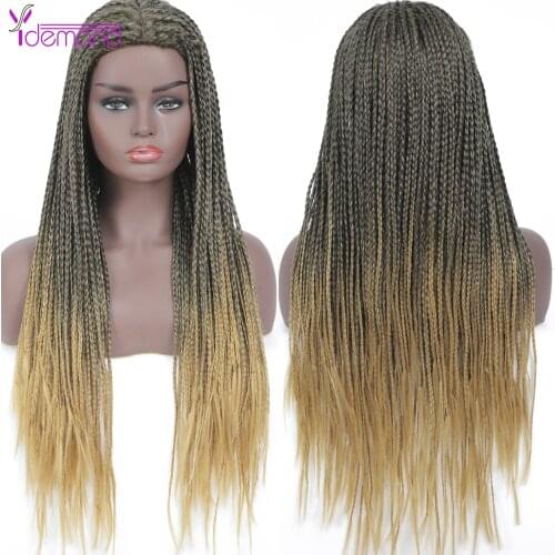 Y Demand Wigs Braids With Box Long T1B/27# & Headband Braids Synthetic Wigs for Women Heat Resistant Cosplay Wig Two Tone Braid