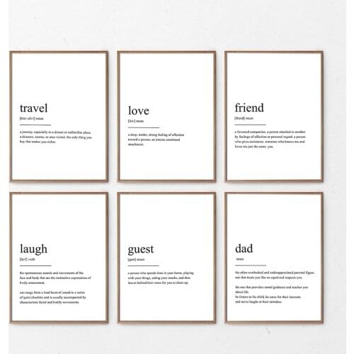 Posters Home Friend Travel Love Definition Quotes Nordic Prints Wall Art Canvas Painting Wall Pictures for Aesthetic Room Decor