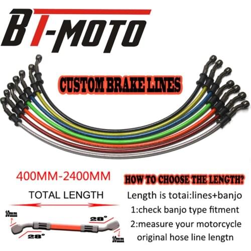 Motorcycle 400mm To 2200mm Dirt Bike Braided Steel Hydraulic Reinforce Brake Line Clutch Oil Hose Tube Universal Fit Racing MX