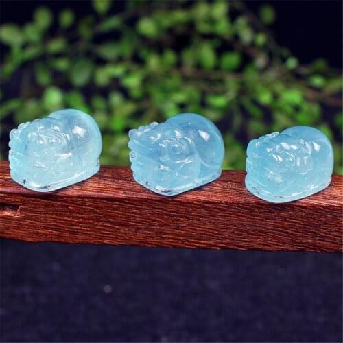 10mm Natural Ocean Aquamarine Pendant Pixiu/Piyao Jewelry For Women Man Love Wealth Luck Gift Crystal Beads Blue Gemstone AAAAA