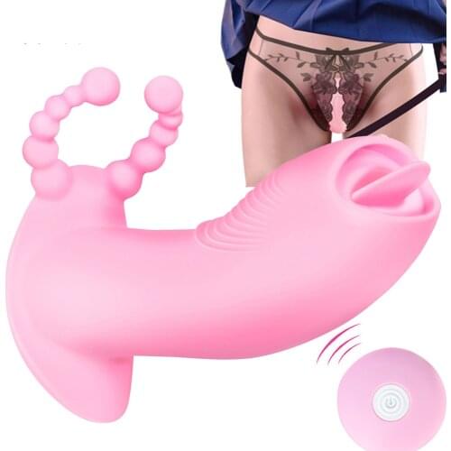 Wearable Vibrator Tongue Licking Panties Vibrator Wireless Remote Control Vagina G Spot Massage Sex Toys for Women 12 Speed