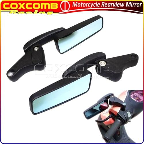 Motorcycle Adjustable Streetfighter Mini Side View Mirror For Honda Street Bike Scooters Black Rearview Mirrors w/ Bolts