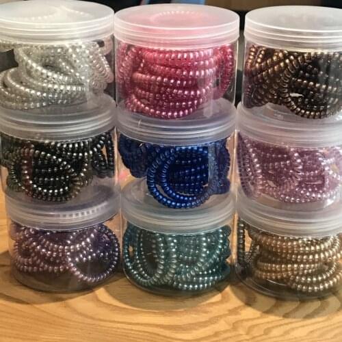 20PCS Wholesale Telephone Wire Spiral Shape Elastic Hair Bands Colorful Rubber Ropes Girls Woman Hair Accessories With Box