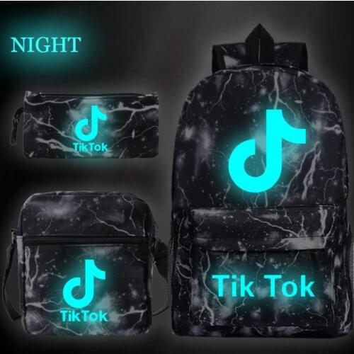 TIK TOK Backpack Pencil Case School Bags for Teenager Boys Girls Shoulder Backpack 3Pcs/Sets Kids Travel Rucksack