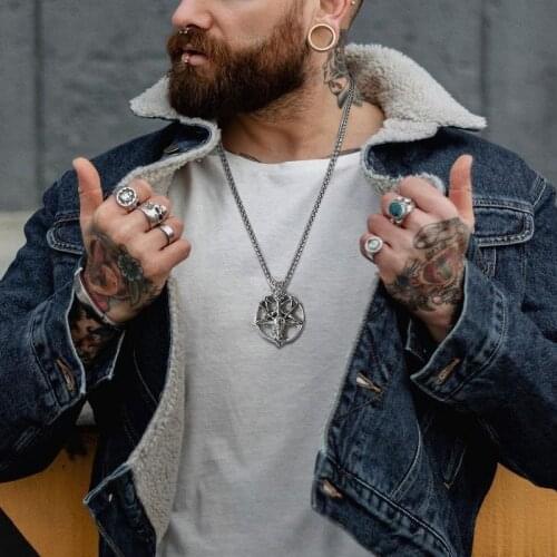 Satanic Goat Necklace For Men, Devil Occult Pentagram Pendant Amulet, Stainless Steel Satanism, Lucifer, Demon Necklaces