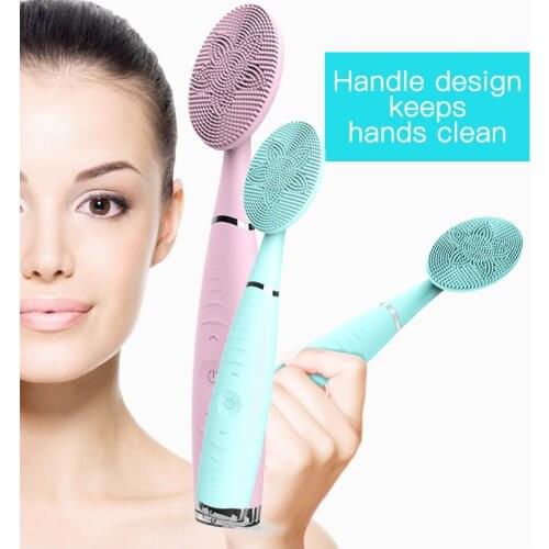 Facial Cleaning Brush Hand-held Cleaning Brush USB Silicone Waterproof Pore Cleaner to Remove Blackheads and Face Cleansing