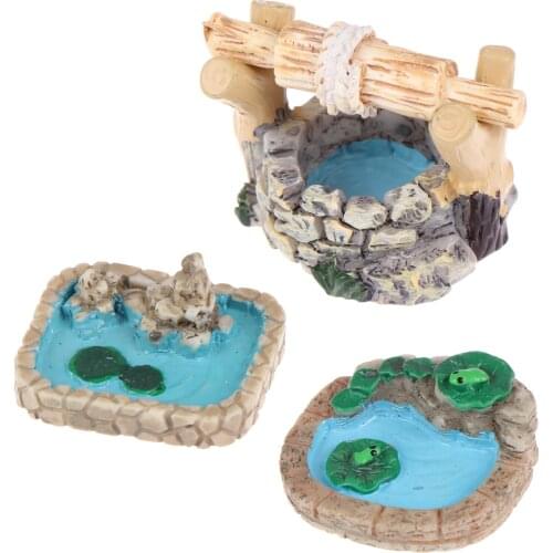 Fairy Garden Miniature Landscape Decoration Miniature Pond Lawn Garden Ornament Doll House Pretend Toy Accessories