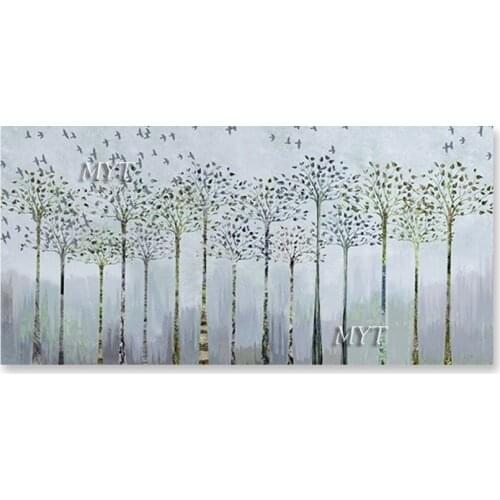 Modern Wall Showpieces Heavy Textured Birches Canvas Picture Art Abstract Forest Scenery Oil Painting No Frame Wall Hangings Art
