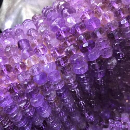 LOOSE BEADS Amethyst Roundelle faceted 6*10mm wholesale for DIY jewelry necklace 36cm
