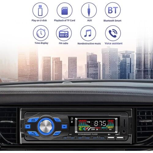 SWM-616 Car Stereo with Bluetooth-Compatible USB AUX FM LCDVA Radio + Steering Wheel Remote Control with Blue Panel Light