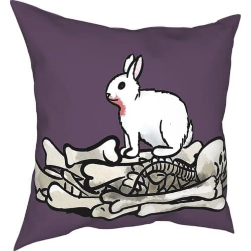 Killer Rabbit Pillowcase Decoration Bunny Animal Cushion Cover Throw Pillow for Sofa Polyester Double-sided Printing Novelty