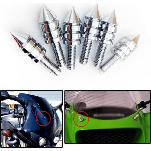 Universal Chrome Motorcycle Spike Bolts (Windscreen, Fairings, License Plate) for Ducati honda kawasaki suzuki yamaha Triumph
