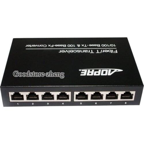 Fiber Optical Media Converter with 8 RJ45 1 SC fiber port for HD Camera--1 Pair