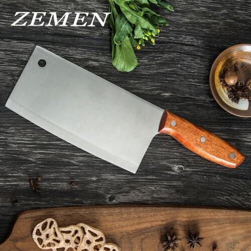 ZEMEN Stainless Steel Quality 8 Inch Chopping Knife Chinese Easy To Cutting Slicing Meat Vegetable Fruit Huge Food Kitchen Tool
