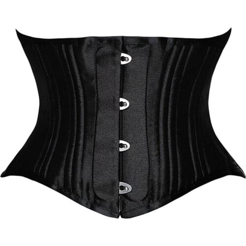 XXS-XXXL 26 Spiral Steel Boned Underbust Corset Sexy Gothic Satin Plus Size Waist Trainer Brocade Corsets Bustiers Black White