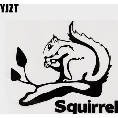YJZT 13.5CMX11.7CM Cute Fun Animal Squirrel Decal Vinyl Car Sticker Black/Silver 8C-0108
