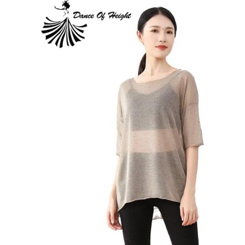 Ladies Modern Dance Clothing Loose Dancer Practice Blouse Long Sleeve Classical Dance Shirt Snowflake Velvet Ballet Free Size