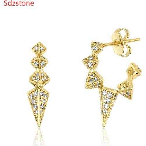 Sdzstone Fashion Women Stud Earrings Spike Ear Gold Earring 15mm Circle Jewelry Korean Punk Style WOMen Earrings