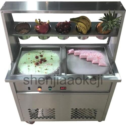 220v/110V 1pc Stainless Steel Double pan Fried Ice Cream Maker Fried yogurt machine fry ice cream roll machine