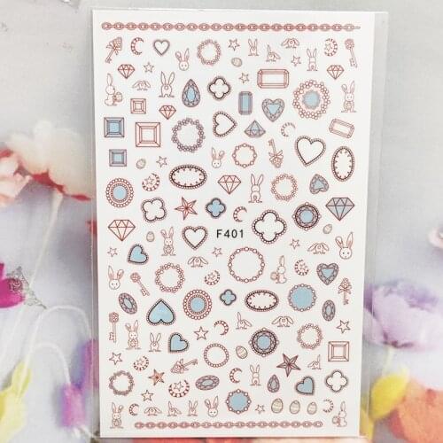 3D Nail Sticker Interesting Design Nail Foil Lovely Rabbit Love Heart Crystal Glue Sticker for Manicure Cute Nail Art Decoration
