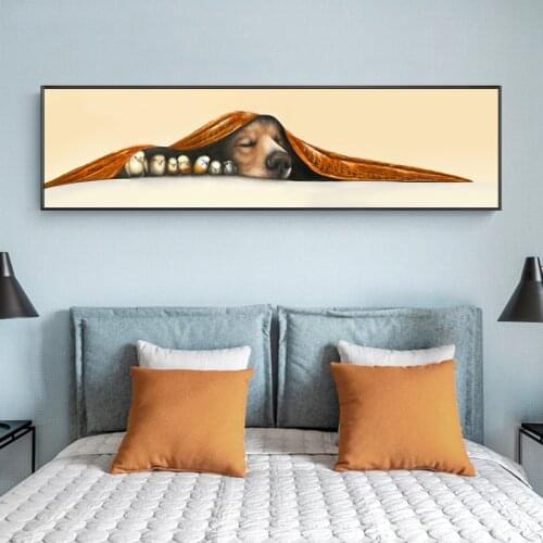 CNPAINTING Animal Poster Canvas Painting New Wall Art Big Size Dog Bird Covered with Blanket For Home Picture No Frame