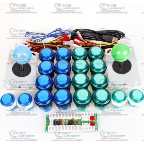 Arcade Joystick DIY Kits with 2 Player USB LED Encoder 8 Way Joystick Controllers +5V LED Illuminated Push Button for Game MAME
