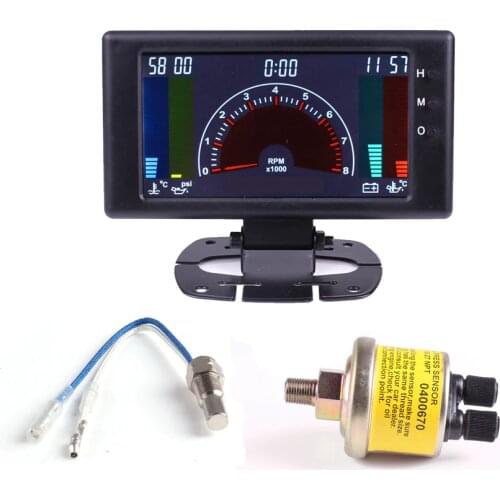 5" 6 in 1 multiple function car gauge LCD Digital water temp oil temp tachometer RPM volts clock Auto meter