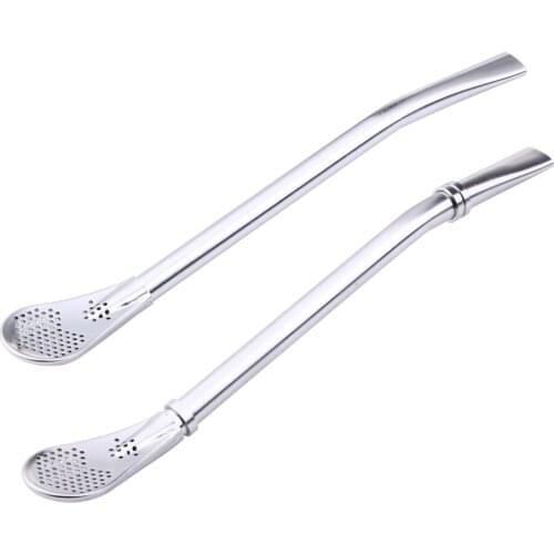Spoon Tea Filter Yerba Mate Tea Straws Stainless Steel Drinking Straw Bombilla Gourd Reusable Tea Tools Washable Bar Accessories