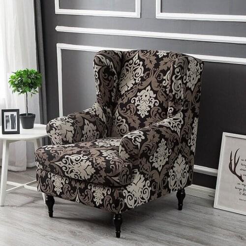 Plaid Printed Wing Chair Cover Stretch Spandex Armchairs Covers Nordic Removable Relax Sofa Slipcovers Furniture Protector Cover