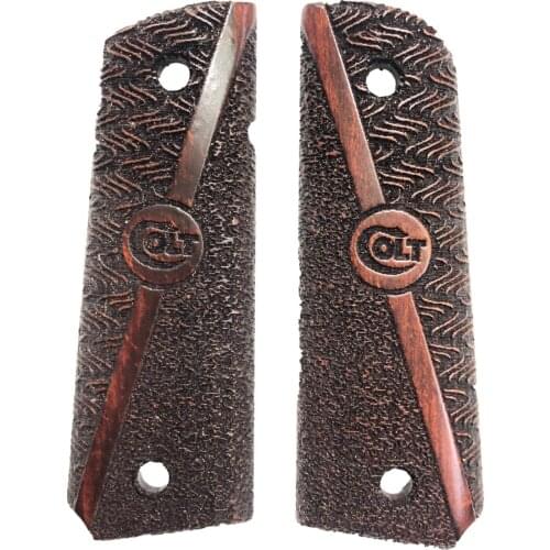 Colt 1911 With Logo Custom Series Laser Cutting Dark Wooden Grip Mod18