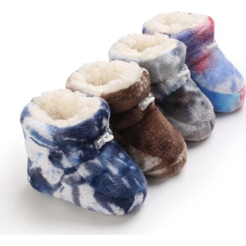 Baby Autumn Winter Boots Baby Girl Boys Winter Warm Shoes Print Fashion Toddler Fuzzy Balls First Walkers Kid Shoes 0-18M