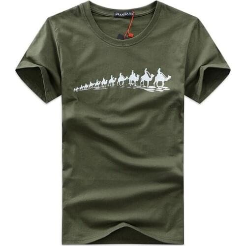 T Shirt Men Summer Cool Cotton Camel Printed Slim O-neck T Shirt Casual Short Male Tops 5XL Plus Size