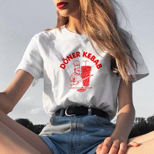 Doner Kebab Graphic Women Short Sleeve T-Shirt Funny Tees T Shirts Aesthetic Tops Clothes Streetwear Camisetas Mujer Hipster