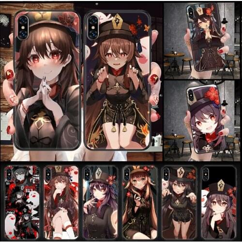 Genshin Impact hutao Phone Case Cover Hull For iphone 5 5s se 2 6 6s 7 8 12 mini plus X XS XR 11 PRO MAX black tpu bumper