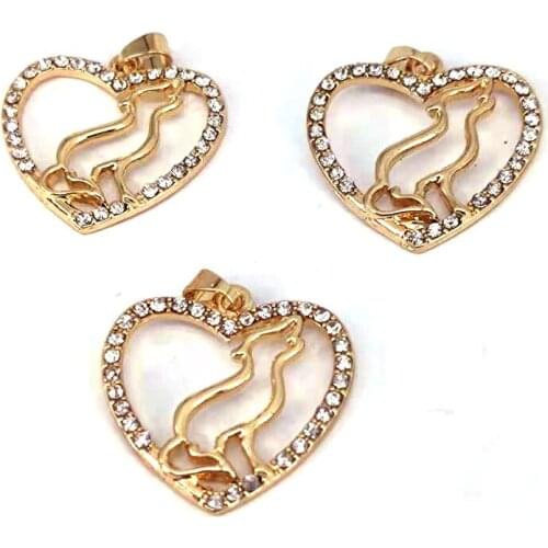 Hzew 5pcs dog heart pendant charm two colors dog charms gift for women man Accessories