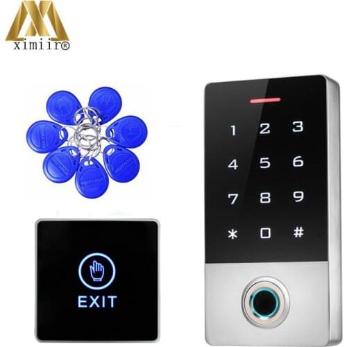 IP68 Metal Fingerprint Access Control TF1 Single Door Access Controller With Exit Button And 10pcs Keyfob 125Khz RFID