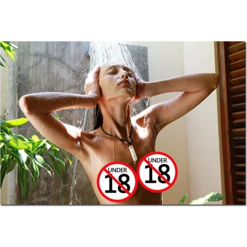 Canvas Paintings Beautiful Girl in Shower Pictures Posters and Prints Wall Art for Living Room Decor