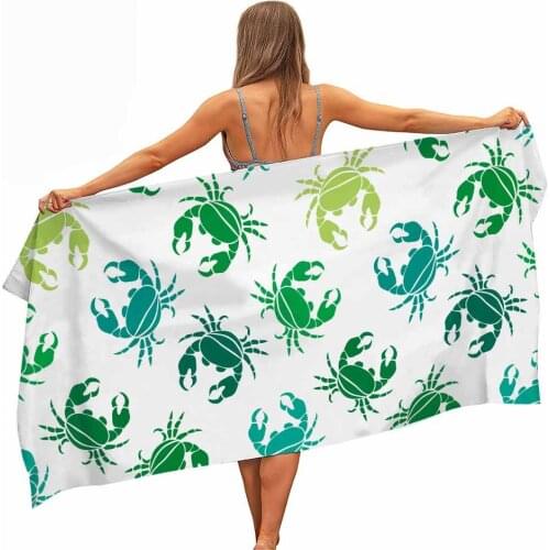HELENGILI Crab Microfiber Pool Beach Towel Portable Quick Fast Dry Sand Outdoor Travel Swim Blanket Yoga Mat