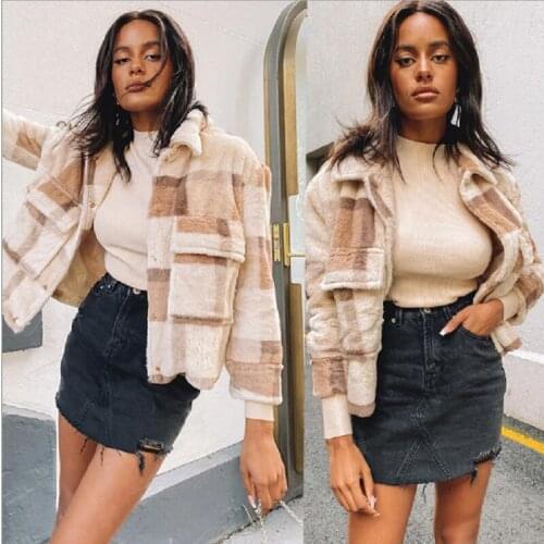 Hot-selling Ladies New Fall/winter Stand Collar Stand Collar Plaid Wool Coat Cotton Coat