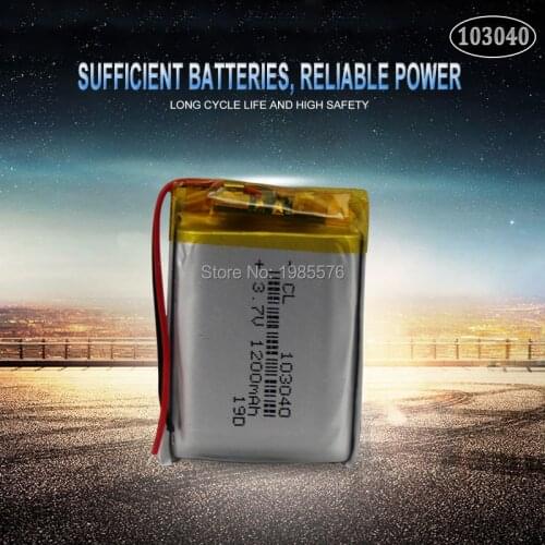 3.7V 1200mAh 103040 Lithium Polymer LiPo Rechargeable Battery For Mp3 Mp4 PAD DVD DIY E-book bluetooth