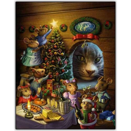 Cartoon 5d Diamond Painting Kit Mice Family Picture Cross Stitch Full Drill Square Daimont Painting Embroidery Christmas Gift