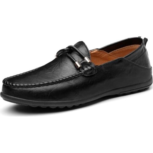 Mens Loafers Flats Fashion Summer Split Leather Casual Shoes Men Classic Comfy Brand Design Mens Shoes Elegant Shoes For Men