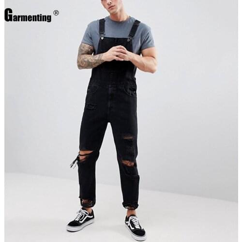 Plus Size 3xl Men Jeans Sexy Demin Jumpsuit Mens Casual Rompers New Trend 2021 Hole Ripped Strappy Playsuit Men Skinny Overalls