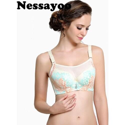 Nessayoo Sexy Womens Bra Full Cup Lace Sleeping Bras 40D 42D 44D E Plus Size Bra For Women Intimates Fitness Padded Bra Soutien