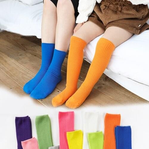 Parent-Child Socks Cute Solid Color Childrens Stockings Candy Color Breathable Baby Boys and Girls Double Needle Cotton Socks