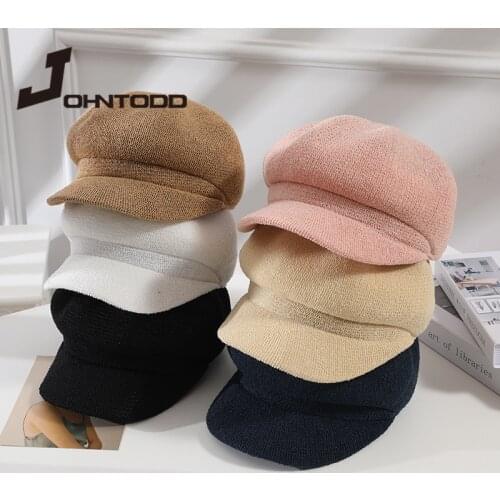 2021 New Fashion Women Spring Summer Octagonal Cap Straw Thin Newsboy Cap Painter Straw Knitted Beret Mesh Breathable Sun Hat