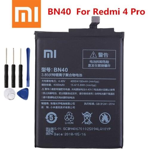 Xiao Mi Original BN40 Battery For Xiaomi Redmi 4 Pro Prime 3G RAM 32G ROM Edition Redmi4 Genuine Replacement Battery 4100mAh