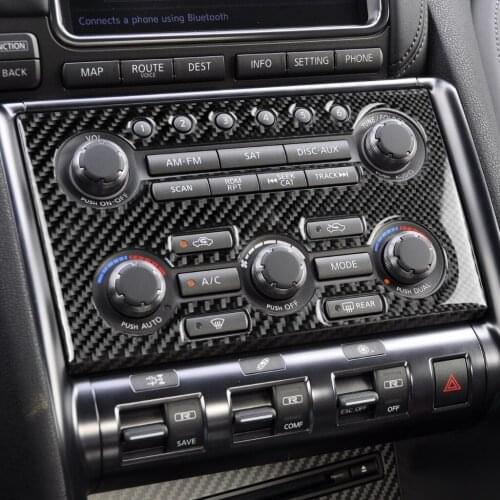 Carbon Fiber CD Console Panel Air Conditioning Cover Trim Fit For Nissan GTR R35 2008 -2016 LHD RHD