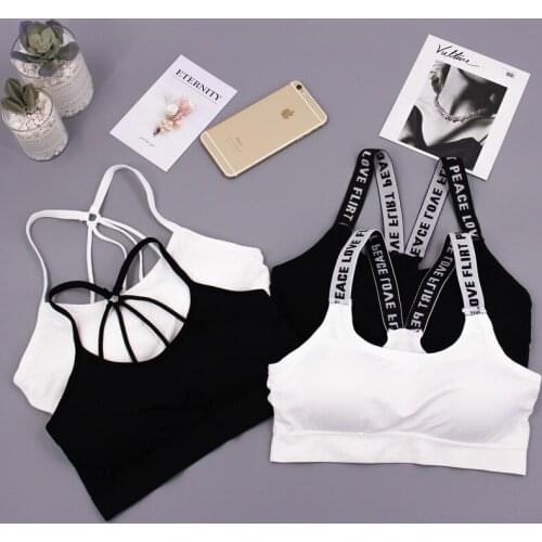 Letter-free parachute sports bra for female students with strapless bra and padded back